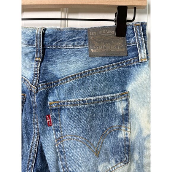 Levi's Womens Button Fly Distressed Bleached Straight Leg Blue Jeans W26 - Picture 8 of 13